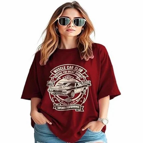Maroon Women's Oversized T Shirt