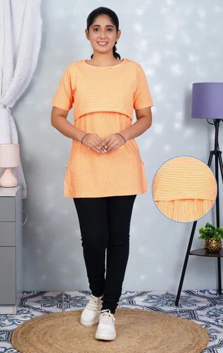 Orange Cotton Maternity T Shirt