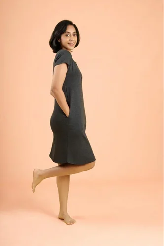Plain Solid Grey Long Maternity and Feeding Tshirts