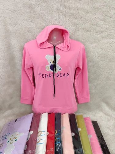 Formal Wear Ladies Pink Hooded T Shirt