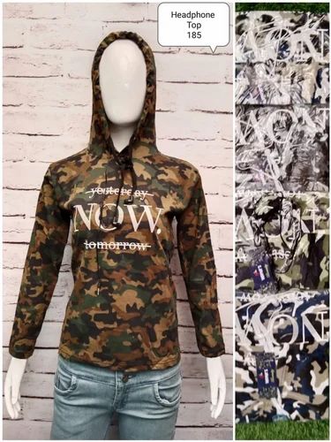 Mulicolor Cotton Ladies Hooded Tshirt