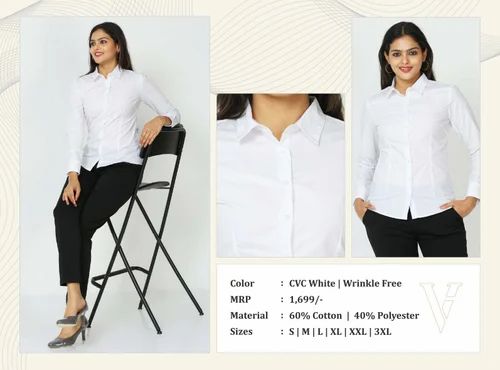 Van Heusen White Ladies Shirts