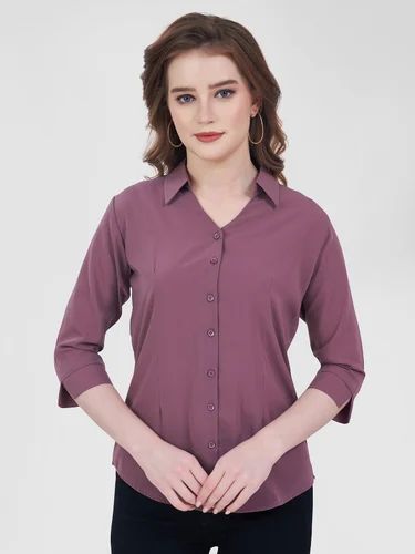 Ladies Satin Purplish Shirt, Formal