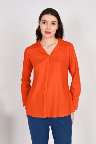Plain orange Long Shirt For Women, Formal