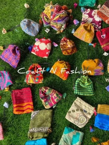 Vintage Recycled Silk Jewelry Pouch