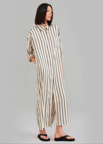 Western Shrug Style Long Striped Printed Women Shirt Dress