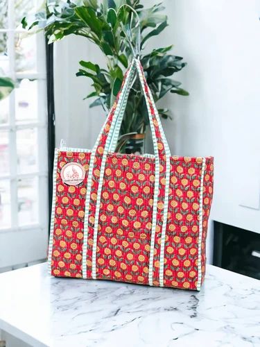 Multicolor Printed Cotton Hand Bags, Size/Dimension: Medium