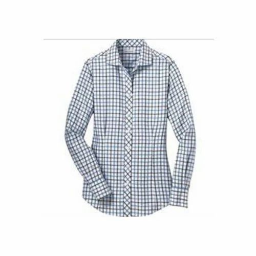 Full Sleeves Cotton Ladies Check Shirt, Formal