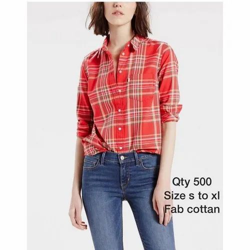Checks Semi-formal Ladies Checked Cotton Shirts