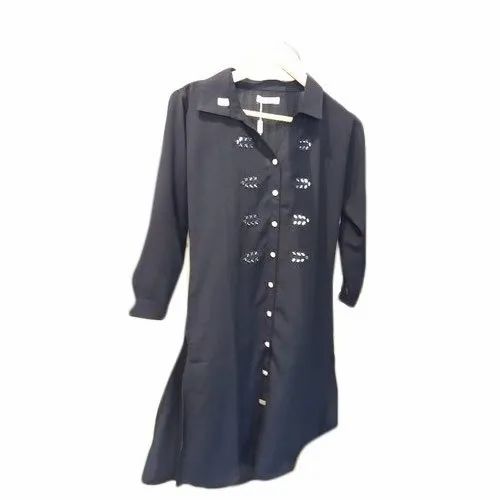 Full Sleeve Plain Ladies Rayon Long Shirt