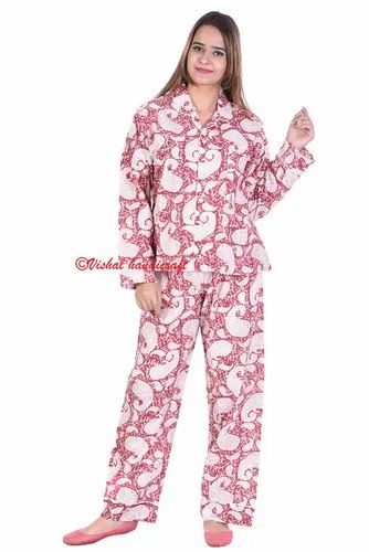 Vishal Handicrafts Multicolor Hand Block Printed Night Suit Pajama Shirt