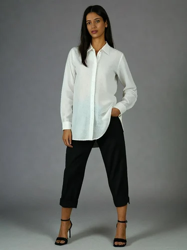 Ladies White Linen Shirt