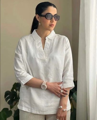 Plain Linen Women Shirt