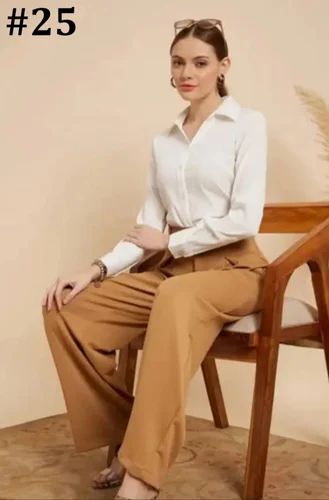 White Women Linen Shirt, Formal