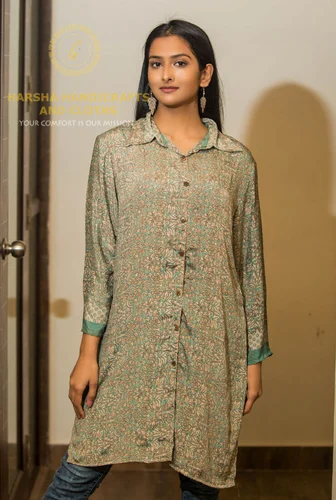 Women Full Sleeve Printed Cotton Shirt, Size: XL, Casual