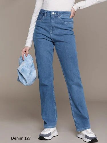 Cotton DN127 Women Blue Flared Light Fade High-Rise Jeans, 28