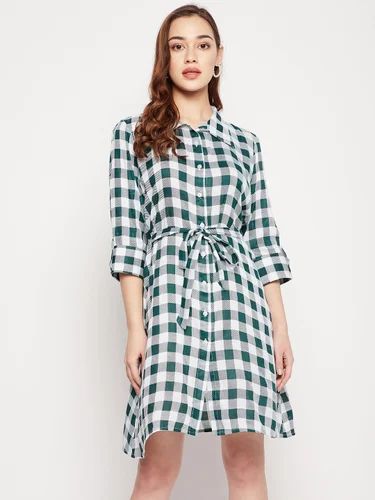Cotton FORPRETTY Women Shirt Green, Grey Dress