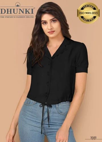 Plain Black Sleeveless Shirts, Casual