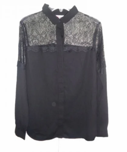 Black Lace -100% Nylon/ Shell 100% Polyester Lace Insert Shirt AOV- 1013