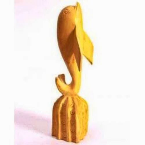 Brown Carved Wooden Dolphin