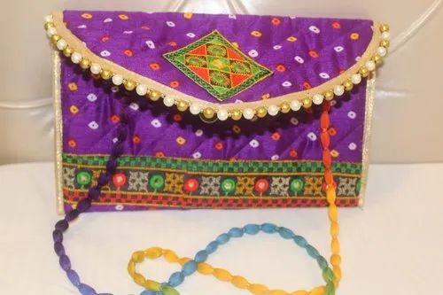 Multicolor Clotch Side Bag with Long Handle