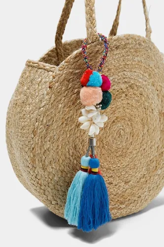 Abdul Hnadicraft Burlywood Cotton Tassel Ladies Bag, Size: 12 Cm