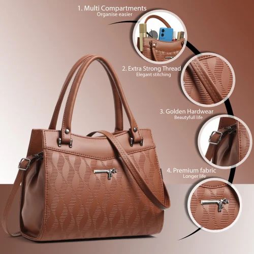 Handbags Female Simple Large High Capacity Shoulder Side Bag Purses FE Tan