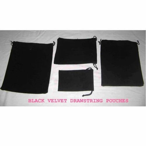 Transworld Rectangle Black Velvet Drawstring Pouches
