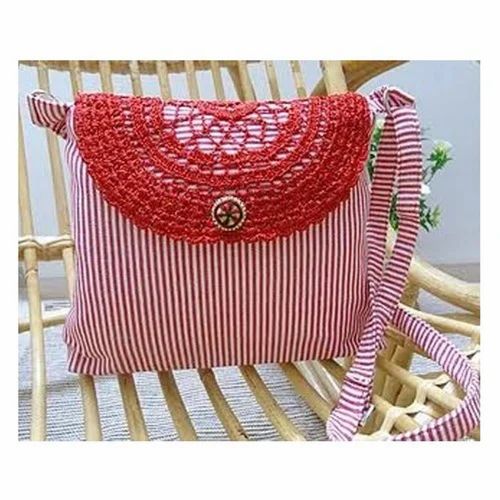 Cotton Crochet Flap Sling Bag