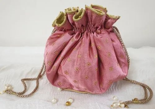 Panigha Handmade Silk Jewellery Cum Travel Pouch, For Girls, Drawstring