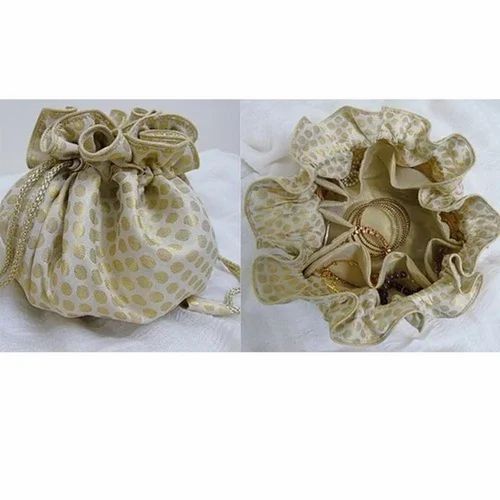 Panigha Drawstring Ivory Dots Jewellery Pouches, For Jewelry