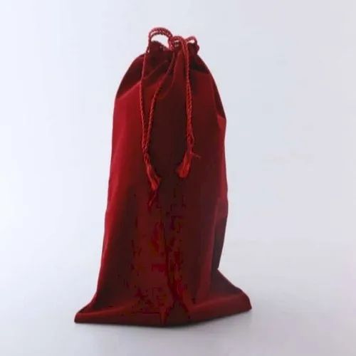 Maroon Velvet Drawstring Bag