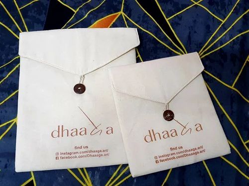 Natural Cotton Fancy Jewellery Pouch, For Packing, Button