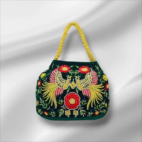 Manufacturer's Fashionable Green Peacock Design PVC Mini Handbag for Women