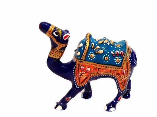Metal Meenakari Camel Figurine, Size: 3 Inches