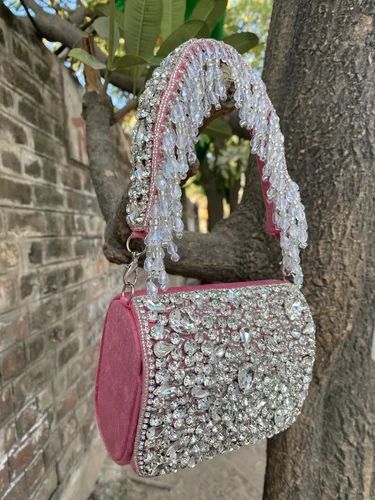 Crush Crystal Heavy Embroidered Flap Bags, Material: Polyurethane