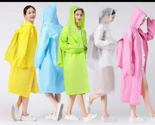 EVA Material Rain Ponchos for Adults Reusable & Waterproof Lightweight Women & Men Drawstring Hood