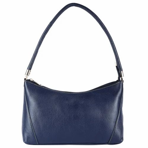 Ladies Blue Leather Hobo Handbag