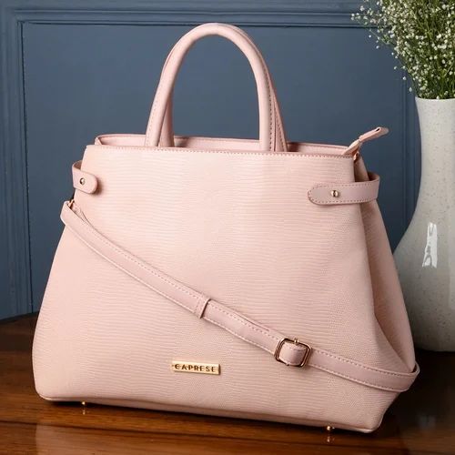 Pink Solid Caprese Large Izabella Satchel Bag