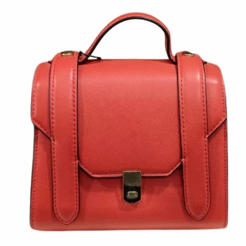 Reddish-Orange Medium Top Handle Satchel Bag (Magnetic Closure, Non Woven PP)