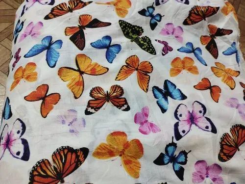 White ( Base ) Digital Printed Cotton Fabric