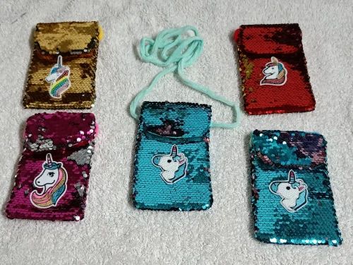 Fur Printed Sequence sling unicorn bags