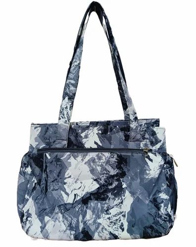 Blue,White And Black Printed Fabric Hand Bag, For Personal, Capacity: 3Kg