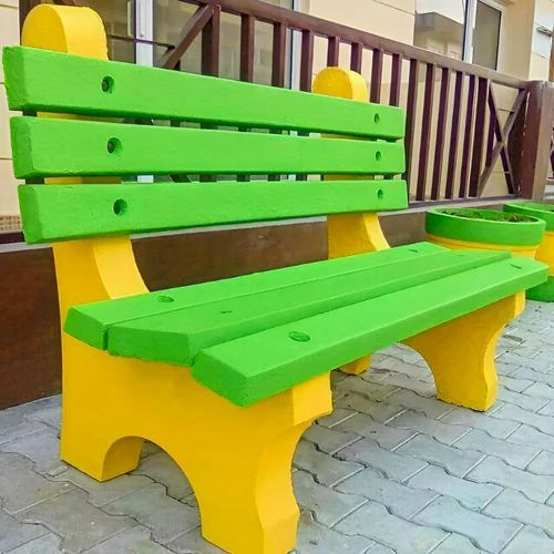 Green 4 Seater RCC Garden Bench With Backrest