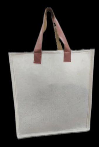 Off white Plain Felt Carry Bag, Size/Dimension: 12"14"4" Inches