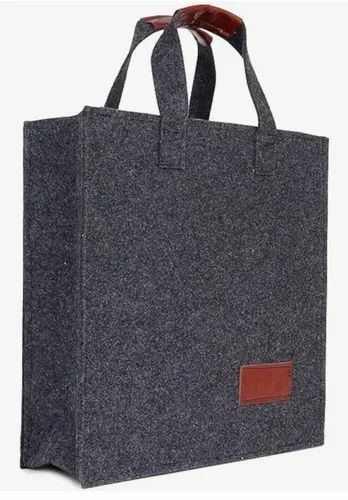 Charcoal Black Felt Bag With Custom Logo and Print