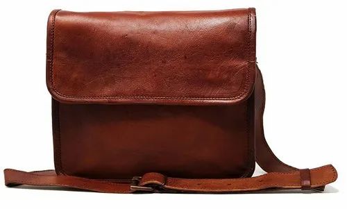 Half Flap Vintage Leather Bag With Adjustable Strap, Half Flap Ladies Side Bag