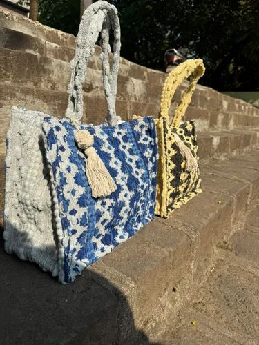 Handloom Textured Box ladies bag, Material: Cotton