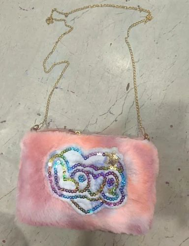 Peach(base) Peach Fur Shoulder Sling Bag
