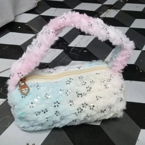 Zipper Fur Girl Hand Bag
